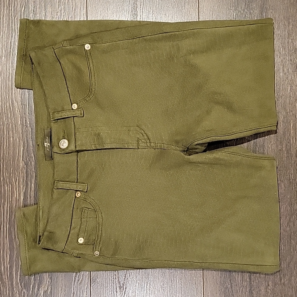 7 For All Mankind High Rise skinny Jeans in Olive Green